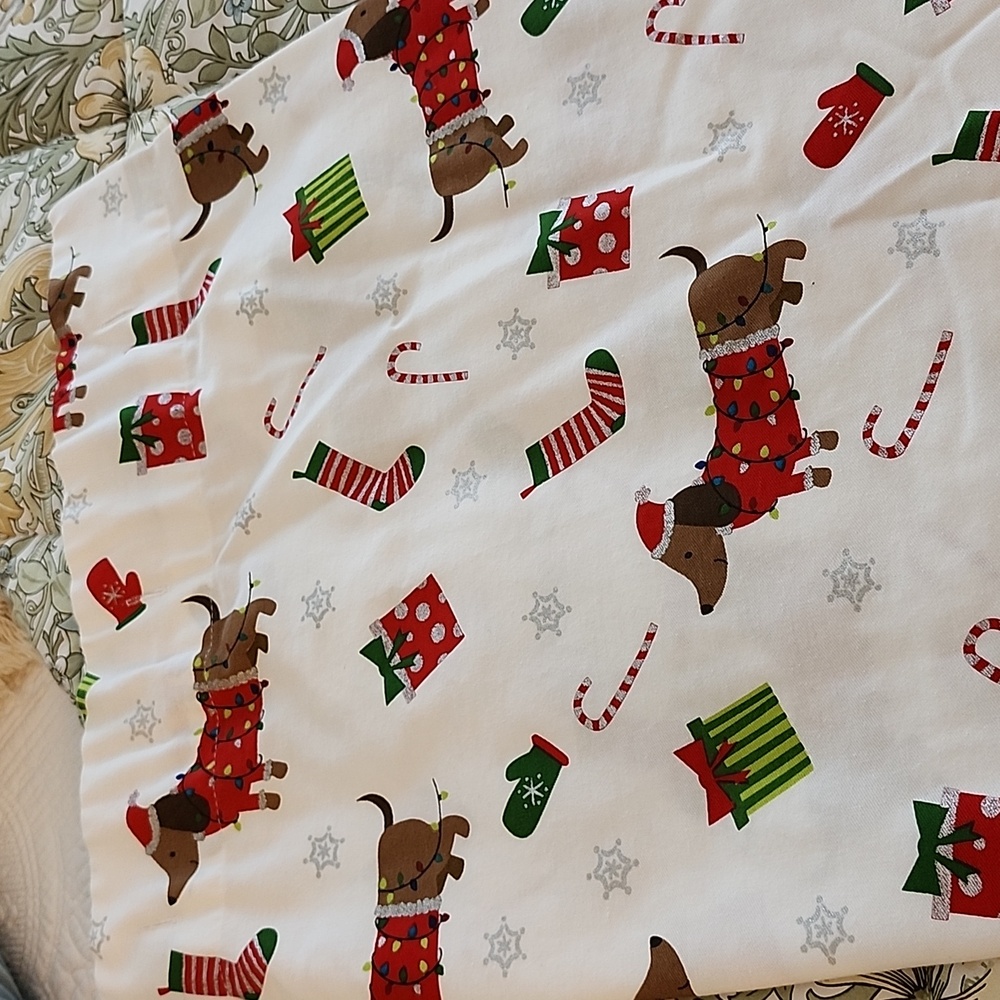 Isaac Mizrahi Festive Dachshund Fabric with Red and Green